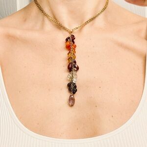 Vermeil gold tone chain necklace with gemstones